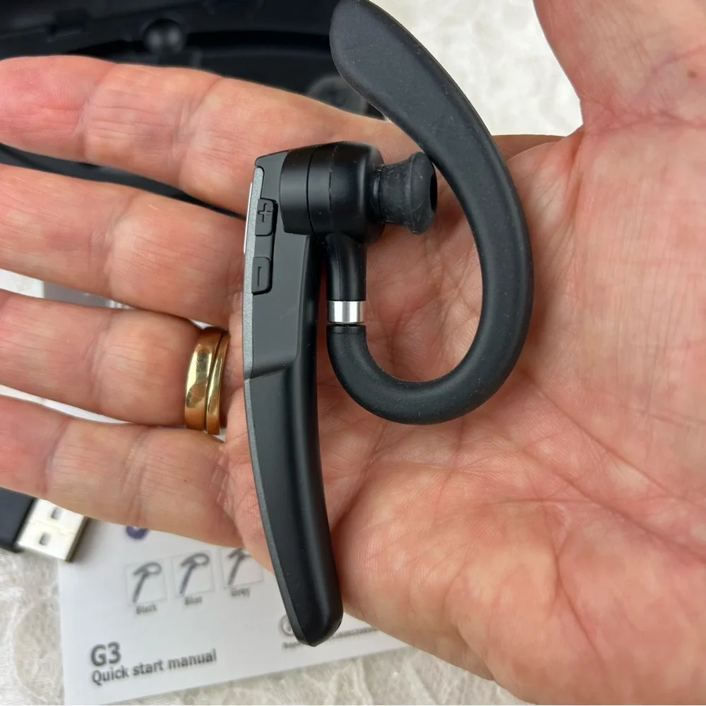 Bluetooth Wireless Headset Earpiece Mic Handsfree Single for Smartphones Music